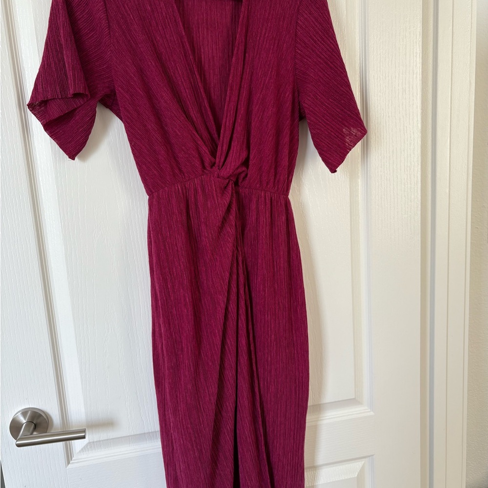 Elegant Jewel Toned Magenta Wrap Dress